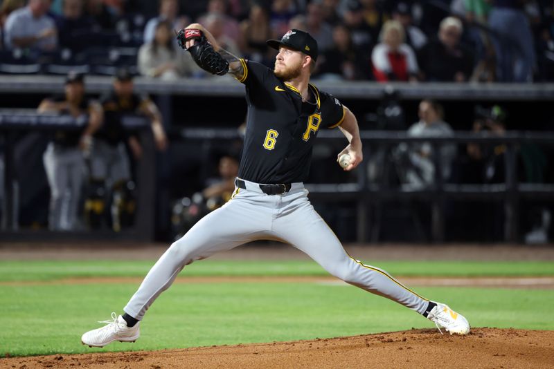 Mar 3, 2025; Tampa, Florida, USA;  Pittsburgh Pirates starting pitcher Bailey Falter (6) throws a pitch during the first inning against the New York Yankees at George M. Steinbrenner Field. Mandatory Credit: Kim Klement Neitzel-Imagn Images