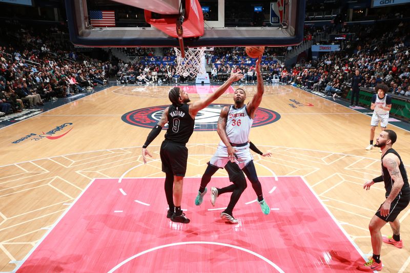 WASHINGTON, DC -? FEBRUARY 24:  Marcus Smart #36 of the Washington Wizards drives to the basket during the game against the Brooklyn Nets on February 24, 2025 at Capital One Arena in Washington, DC. NOTE TO USER: User expressly acknowledges and agrees that, by downloading and or using this Photograph, user is consenting to the terms and conditions of the Getty Images License Agreement. Mandatory Copyright Notice: Copyright 2025 NBAE (Photo by Stephen Gosling/NBAE via Getty Images)