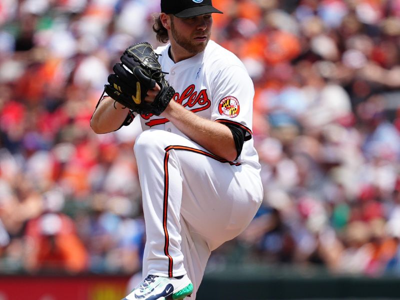 Jun 16, 2024; Baltimore, Maryland, USA; Baltimore Orioles pitcher Corbin Burnes (39) delivers a pitch against the Philadelphia Phillies during the first inning at Oriole Park at Camden Yards. Mandatory Credit: Gregory Fisher-USA TODAY Sports