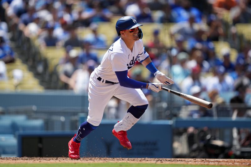 Jul 30, 2023; Los Angeles, California, USA; Los Angeles Dodgers shortstop Enrique Hernandez aka Kike Hernandez (8) bats against the Cincinnati Reds at Dodger Stadium. Mandatory Credit: Kirby Lee-USA TODAY Sports