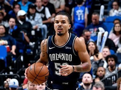 ORLANDO, FL - NOVEMBER 6: Cole Anthony #50 of the Orlando Magic dribbles the ball during the game against the Dallas Mavericks on November 6, 2023 at Amway Center in Orlando, Florida. NOTE TO USER: User expressly acknowledges and agrees that, by downloading and or using this photograph, User is consenting to the terms and conditions of the Getty Images License Agreement. Mandatory Copyright Notice: Copyright 2023 NBAE (Photo by Fernando Medina/NBAE via Getty Images)