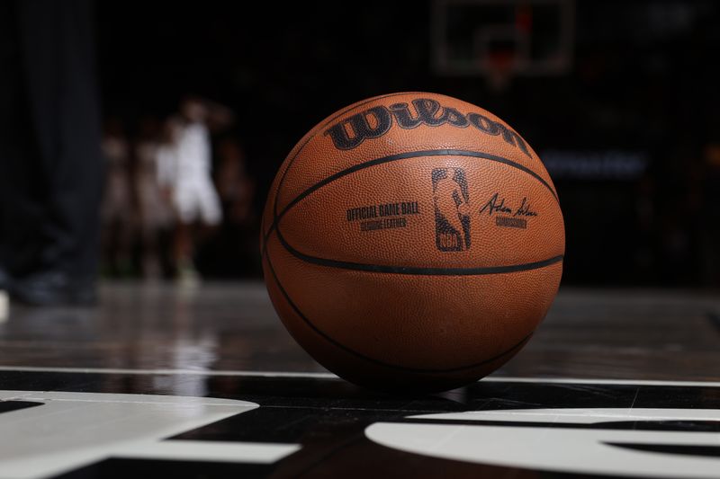 BROOKLYN, NY - DECEMBER 8: A photo of the Official Wilson basketball, taken during the game between the Milwaukee Bucks and the Brooklyn Nets on December 8, 2024 at Barclays Center in Brooklyn, New York. NOTE TO USER: User expressly acknowledges and agrees that, by downloading and or using this Photograph, user is consenting to the terms and conditions of the Getty Images License Agreement. Mandatory Copyright Notice: Copyright 2024 NBAE (Photo by Nathaniel S. Butler/NBAE via Getty Images)