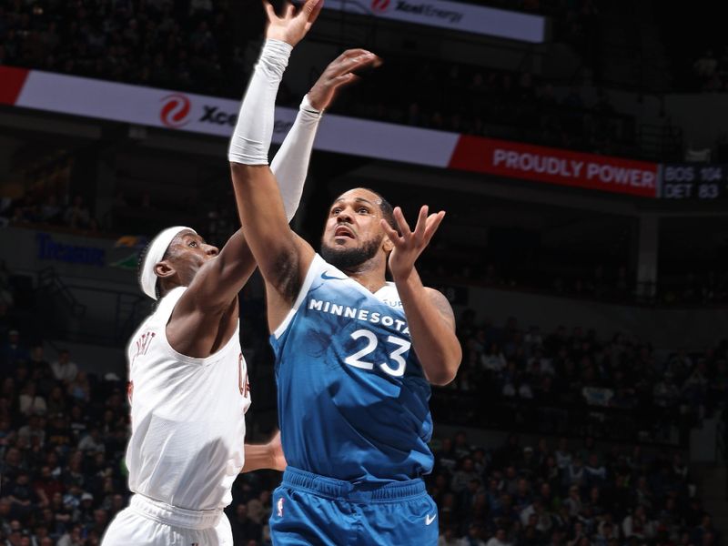 MINNEAPOLIS, MN -  MARCH 22: Monte Morris #23 of the Minnesota Timberwolves shoots the ball during the game against the Cleveland Cavaliers on March 22, 2024 at Target Center in Minneapolis, Minnesota. NOTE TO USER: User expressly acknowledges and agrees that, by downloading and or using this Photograph, user is consenting to the terms and conditions of the Getty Images License Agreement. Mandatory Copyright Notice: Copyright 2024 NBAE (Photo by David Sherman/NBAE via Getty Images)