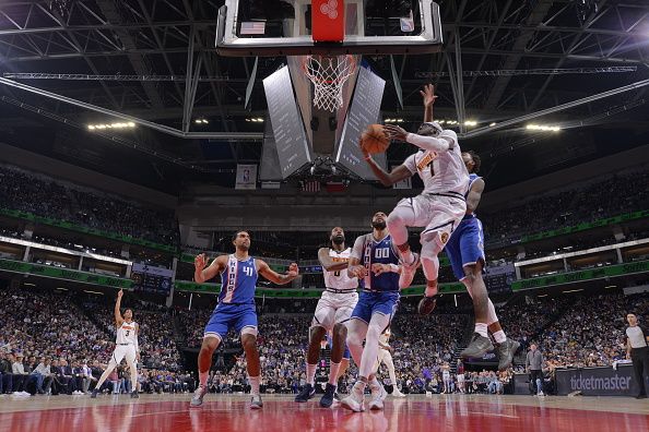 SACRAMENTO, CA - DECEMBER 2: Reggie Jackson #7 of the Denver Nuggets drives to the basket during the game against the Sacramento Kings on December 2, 2023 at Golden 1 Center in Sacramento, California. NOTE TO USER: User expressly acknowledges and agrees that, by downloading and or using this Photograph, user is consenting to the terms and conditions of the Getty Images License Agreement. Mandatory Copyright Notice: Copyright 2023 NBAE (Photo by Rocky Widner/NBAE via Getty Images)