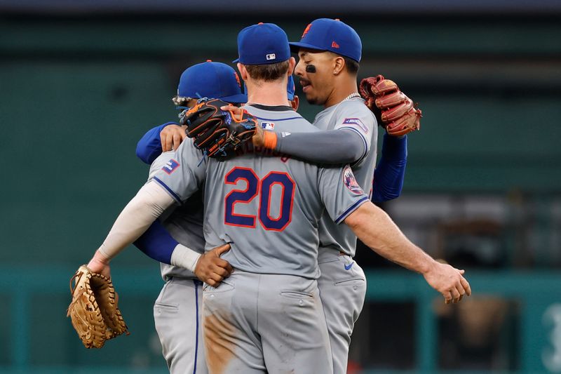 Jun 5, 2024; Washington, District of Columbia, USA; New York Mets players celebrate after their game against the Washington Nationals at Nationals Park. Mandatory Credit: Geoff Burke-USA TODAY Sports