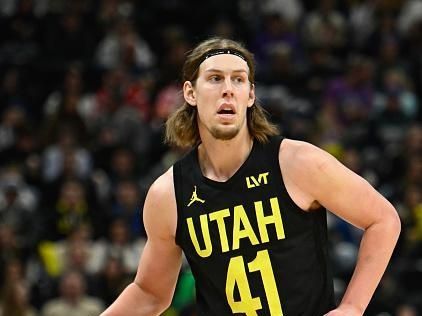 SALT LAKE CITY, UTAH - JANUARY 01: Kelly Olynyk #41 of the Utah Jazz looks on during the first half of a game against the Dallas Mavericks at Delta Center on January 01, 2024 in Salt Lake City, Utah. NOTE TO USER: User expressly acknowledges and agrees that, by downloading and or using this photograph, User is consenting to the terms and conditions of the Getty Images License Agreement. (Photo by Alex Goodlett/Getty Images)