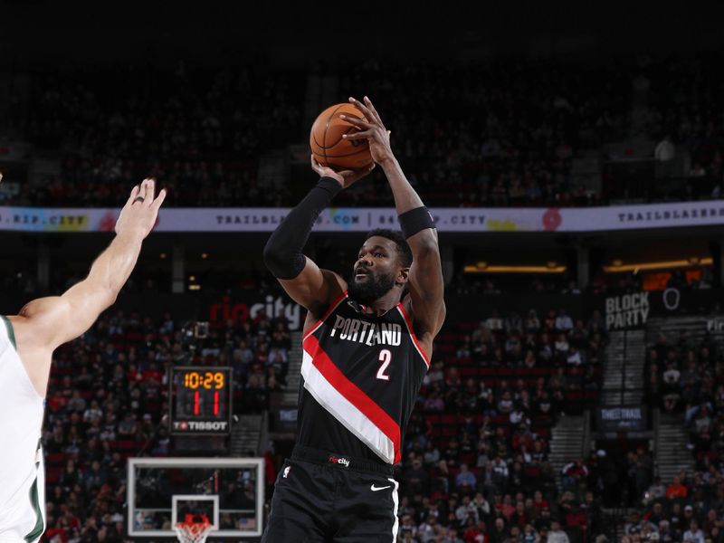 PORTLAND, OR - JANUARY 31:  Deandre Ayton #2 of the Portland Trail Blazers shoots the ball during the game  on January 31, 2024 at the Moda Center Arena in Portland, Oregon. NOTE TO USER: User expressly acknowledges and agrees that, by downloading and or using this photograph, user is consenting to the terms and conditions of the Getty Images License Agreement. Mandatory Copyright Notice: Copyright 2024 NBAE (Photo by Cameron Browne/NBAE via Getty Images)