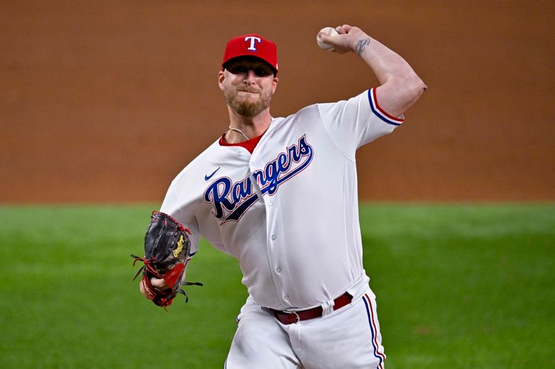 May 16, 2023; Arlington, Texas, USA; Texas Rangers relief pitcher Will Smith (51) pitches against the Atlanta Braves during the ninth inning at Globe Life Field. Mandatory Credit: Jerome Miron-USA TODAY Sports