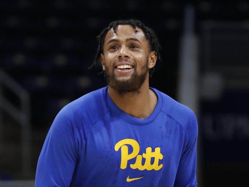 Jan 25, 2023; Pittsburgh, Pennsylvania, USA;  Pittsburgh Panthers guard Nelly Cummings (0) warms up before the game against the Wake Forest Demon Deacons at the Petersen Events Center. Mandatory Credit: Charles LeClaire-USA TODAY Sports