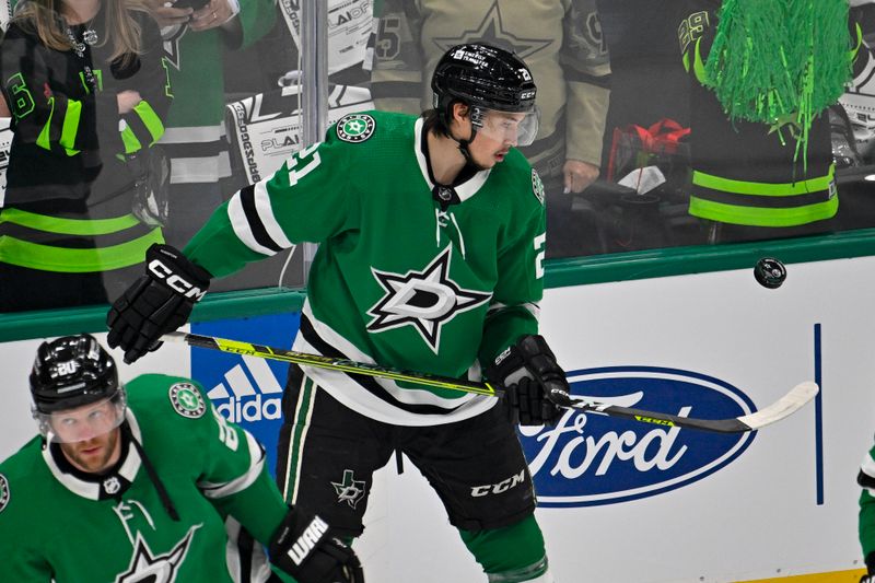 May 23, 2024; Dallas, Texas, USA; Dallas Stars left wing Jason Robertson (21) warms up prior to the game between the Dallas Stars and the Edmonton Oilers in game one of the Western Conference Final of the 2024 Stanley Cup Playoffs at American Airlines Center. Mandatory Credit: Jerome Miron-USA TODAY Sports