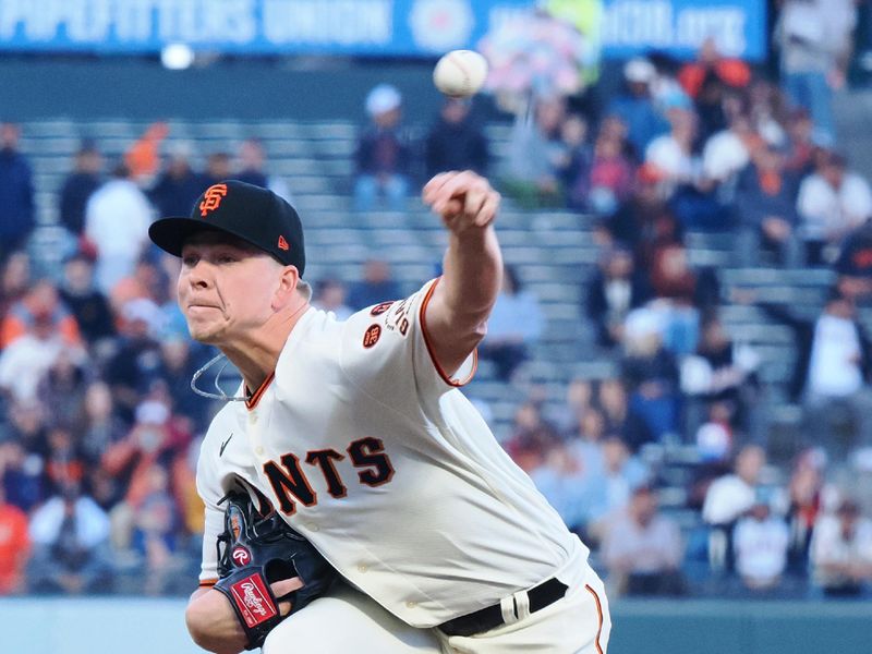 Aug 28, 2023; San Francisco, California, USA; San Francisco Giants starting pitcher Kyle Harrison (45) pitches the ball against the Cincinnati Reds during the first inning at Oracle Park. Mandatory Credit: Kelley L Cox-USA TODAY Sports