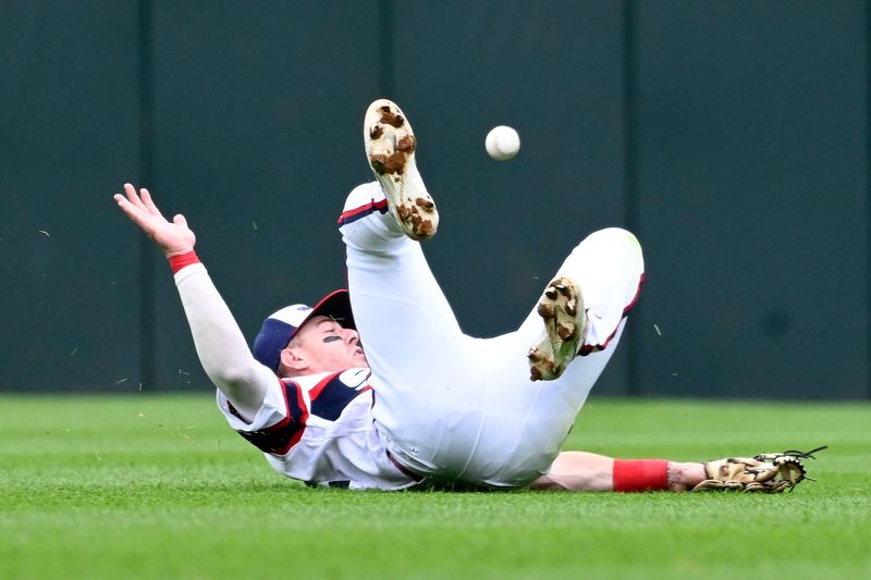 Jun 11, 2023; Chicago, Illinois, USA;   Chicago White Sox second baseman Romy Gonzalez (15) can   t make the play on a ball hit by Miami Marlins center fielder Jonathan Davis (49) at during the seventh inning Guaranteed Rate Field. Mandatory Credit: Matt Marton-USA TODAY Sports