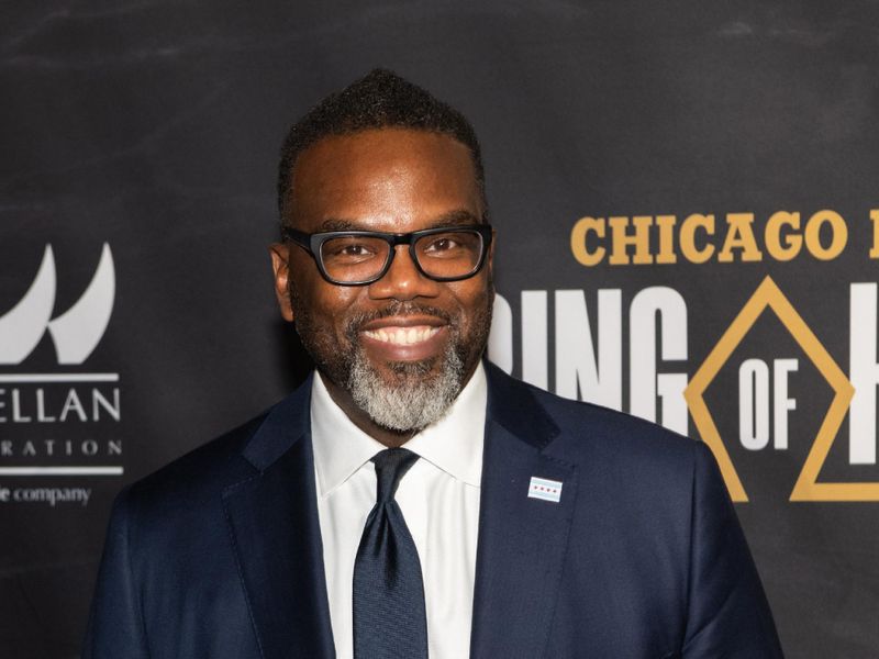 CHICAGO, ILLINOIS - JANUARY 11: Chicago Mayor Brandon Johnson attends the Chicago Bulls Inaugural Ring Of Honor Gala at the United Center on January 11, 2024 in Chicago, Illinois. (Photo by Timothy Hiatt/Getty Images)