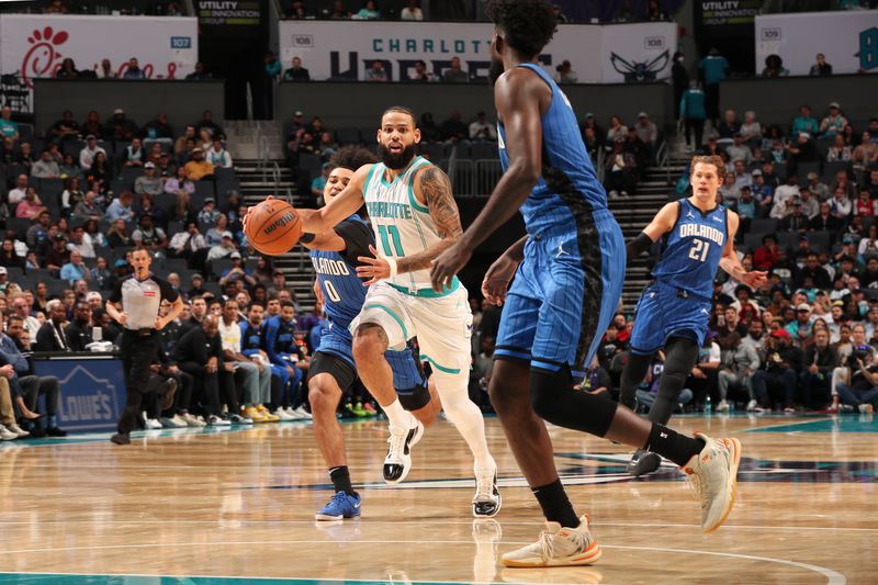 CHARLOTTE, NC - NOVEMBER 25:   during a regular season game on November 25, 2024 at Spectrum Center in Charlotte, North Carolina. NOTE TO USER: User expressly acknowledges and agrees that, by downloading and or using this photograph, User is consenting to the terms and conditions of the Getty Images License Agreement. Mandatory Copyright Notice: Copyright 2024 NBAE (Photo by Kent Smith/NBAE via Getty Images)