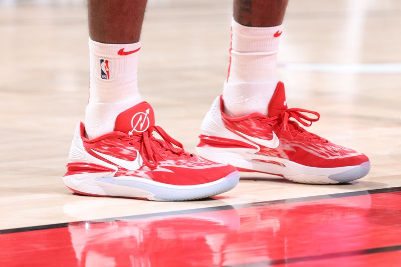 CHICAGO, IL - FEBRUARY 26: The sneakers worn by Patrick Williams #44 of the Chicago Bulls during the game against the Washington Wizards on February 26, 2023 at United Center in Chicago, Illinois. NOTE TO USER: User expressly acknowledges and agrees that, by downloading and or using this photograph, User is consenting to the terms and conditions of the Getty Images License Agreement. Mandatory Copyright Notice: Copyright 2023 NBAE (Photo by Jeff Haynes/NBAE via Getty Images)