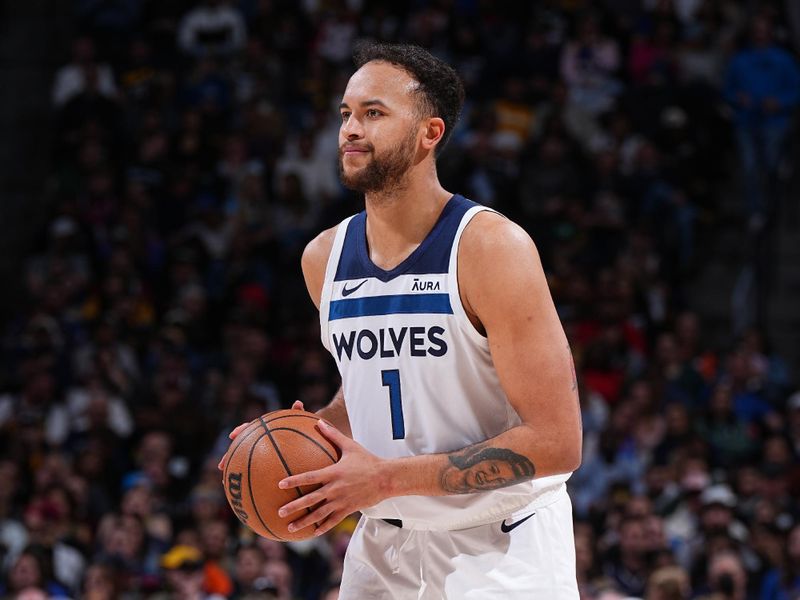 DENVER, CO - APRIL 10: Kyle Anderson #1 of the Minnesota Timberwolves looks to pass the ball during the game against the Denver Nuggets on April 10, 2024 at the Ball Arena in Denver, Colorado. NOTE TO USER: User expressly acknowledges and agrees that, by downloading and/or using this Photograph, user is consenting to the terms and conditions of the Getty Images License Agreement. Mandatory Copyright Notice: Copyright 2024 NBAE (Photo by Garrett Ellwood/NBAE via Getty Images)