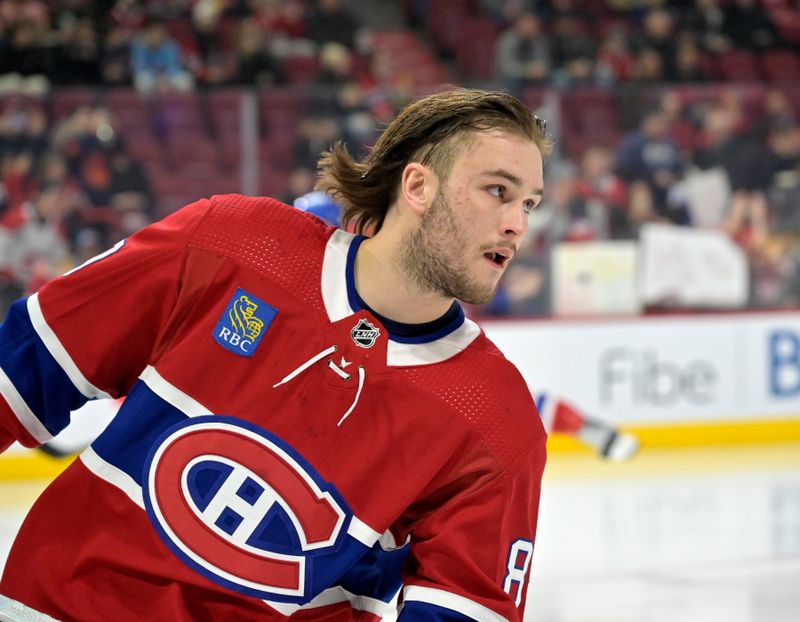 Jan 13, 2024; Montreal, Quebec, CAN; Montreal Canadiens forward Joshua Roy (89) takes a rookie solo lap during the warmup period before the game against the Edmonton Oilers at the Bell Centre. Mandatory Credit: Eric Bolte-USA TODAY Sports