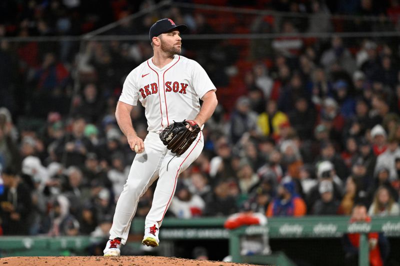 May 21, 2025; Boston, Massachusetts, USA; Boston Red Sox relief pitcher Liam Hendriks (31) pitches against the New York Mets during the sixth inning at Fenway Park. Mandatory Credit: Eric Canha-Imagn Images