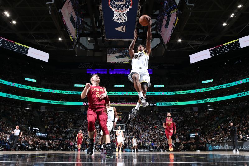 SALT LAKE CITY, UT - APRIL 2: Colin Sexton #2 of the Utah Jazz shoots the ball during the game against the Cleveland Cavaliers on April 2, 2024 at Delta Center in Salt Lake City, Utah. NOTE TO USER: User expressly acknowledges and agrees that, by downloading and or using this Photograph, User is consenting to the terms and conditions of the Getty Images License Agreement. Mandatory Copyright Notice: Copyright 2024 NBAE (Photo by Melissa Majchrzak/NBAE via Getty Images)