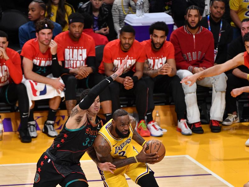 LOS ANGELES, CA - FEBRUARY 29:  LeBron James #23 of the Los Angeles Lakers goes to the basket during the game on February 29, 2024 at Crypto.Com Arena in Los Angeles, California. NOTE TO USER: User expressly acknowledges and agrees that, by downloading and/or using this Photograph, user is consenting to the terms and conditions of the Getty Images License Agreement. Mandatory Copyright Notice: Copyright 2024 NBAE (Photo by Juan Ocampo/NBAE via Getty Images)