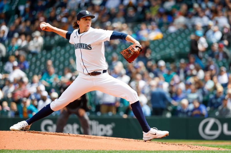 May 30, 2024; Seattle, Washington, USA; Seattle Mariners starting pitcher Logan Gilbert (36) throws against the Houston Astros during the second inning at T-Mobile Park. Mandatory Credit: Joe Nicholson-USA TODAY Sports