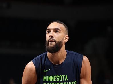 MINNEAPOLIS, MN -  NOVEMBER 6: Rudy Gobert #27 of the Minnesota Timberwolves warms up before the game against the Boston Celtics on November 6, 2023 at Target Center in Minneapolis, Minnesota. NOTE TO USER: User expressly acknowledges and agrees that, by downloading and or using this Photograph, user is consenting to the terms and conditions of the Getty Images License Agreement. Mandatory Copyright Notice: Copyright 2023 NBAE (Photo by David Sherman/NBAE via Getty Images)