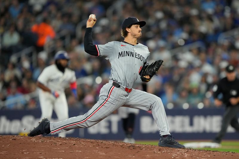 May 10, 2024; Toronto, Ontario, CAN; Minnesota Twins starting pitcher Joe Ryan (41) pitches to the Toronto Blue Jays during the fourth inning at Rogers Centre. Mandatory Credit: John E. Sokolowski-USA TODAY Sports