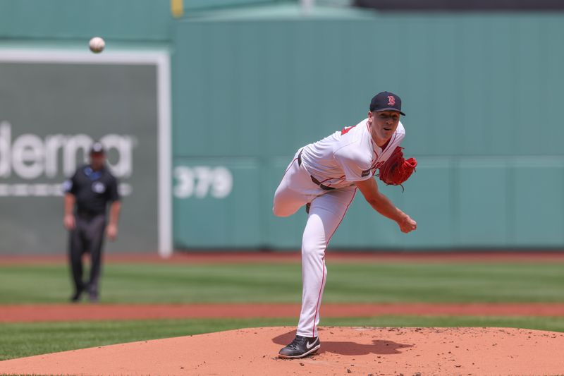 Jun 5, 2024; Boston, Massachusetts, USA; Boston Red Sox starting pitcher Nick Pivetta (37) throws a pitch during the first inning against the Atlanta Braves at Fenway Park. Mandatory Credit: Paul Rutherford-USA TODAY Sports