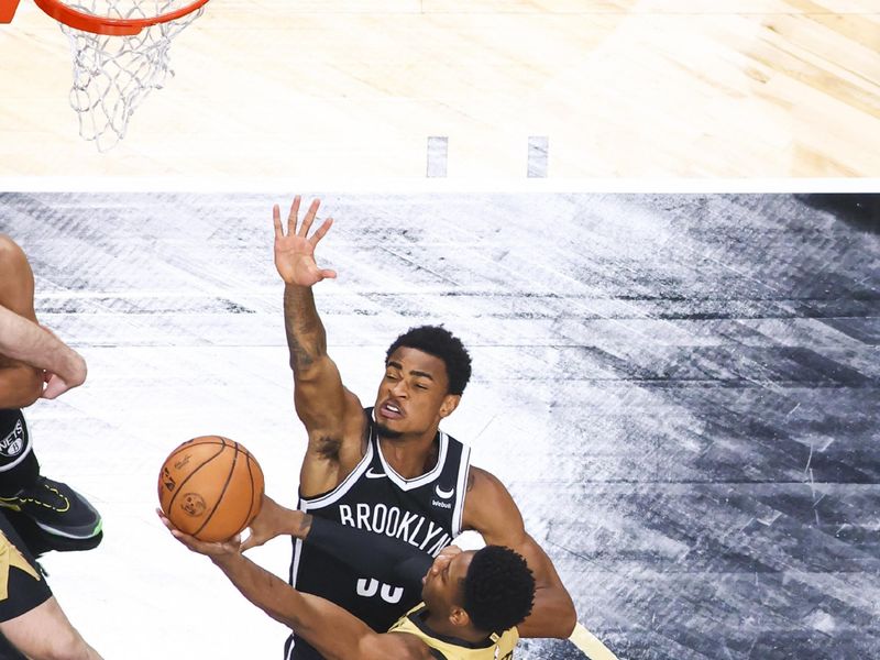 TORONTO, CANADA - FEBRUARY 22: RJ Barrett #9 of the Toronto Raptors shoots the ball during the game against the Brooklyn Nets on February 22, 2024 at the Scotiabank Arena in Toronto, Ontario, Canada.  NOTE TO USER: User expressly acknowledges and agrees that, by downloading and or using this Photograph, user is consenting to the terms and conditions of the Getty Images License Agreement.  Mandatory Copyright Notice: Copyright 2024 NBAE (Photo by Vaughn Ridley/NBAE via Getty Images)