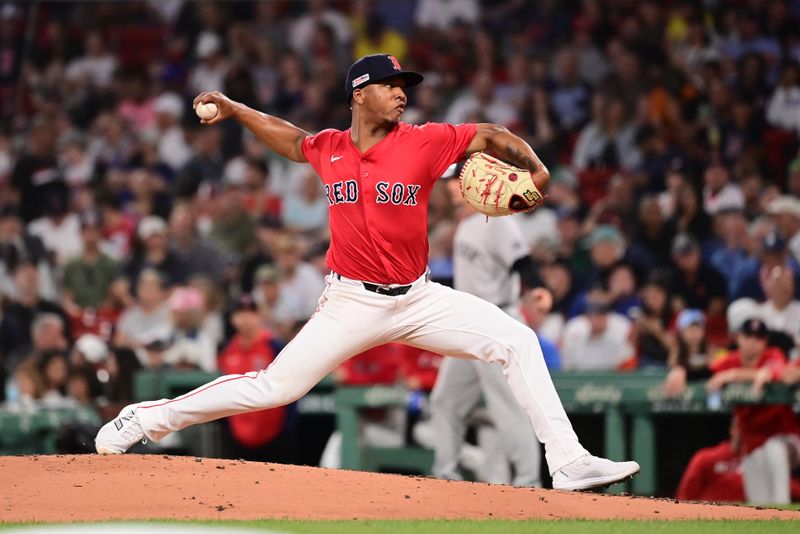 Jun 14, 2024; Boston, Massachusetts, USA; Boston Red Sox starting pitcher Brayan Bello (66) pitches against the New York Yankees during the fourth inning at Fenway Park. Mandatory Credit: Eric Canha-USA TODAY Sports