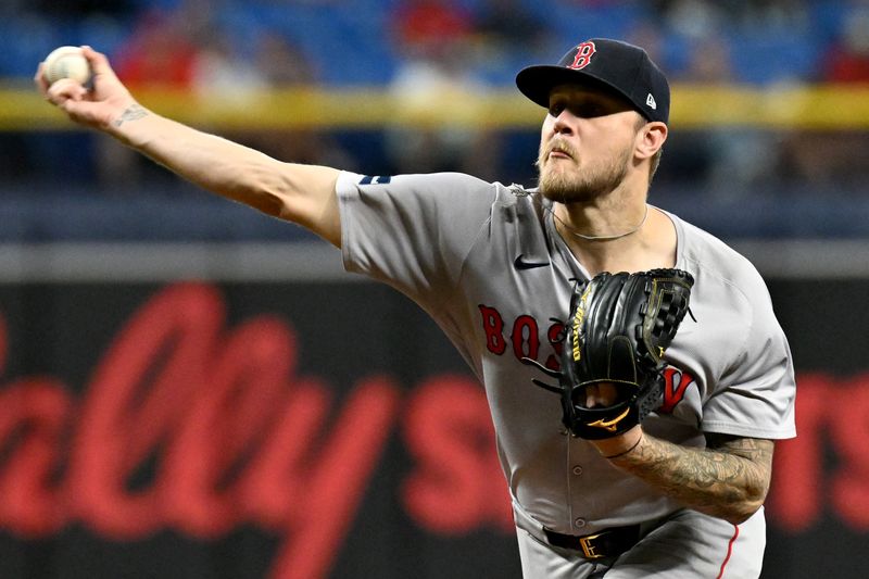 Sep 18, 2024; St. Petersburg, Florida, USA; Boston Red Sox starting pitcher Tanner Houck (89) throws a pitch in the second inning against the Tampa Bay Rays at Tropicana Field. Mandatory Credit: Jonathan Dyer-Imagn Images