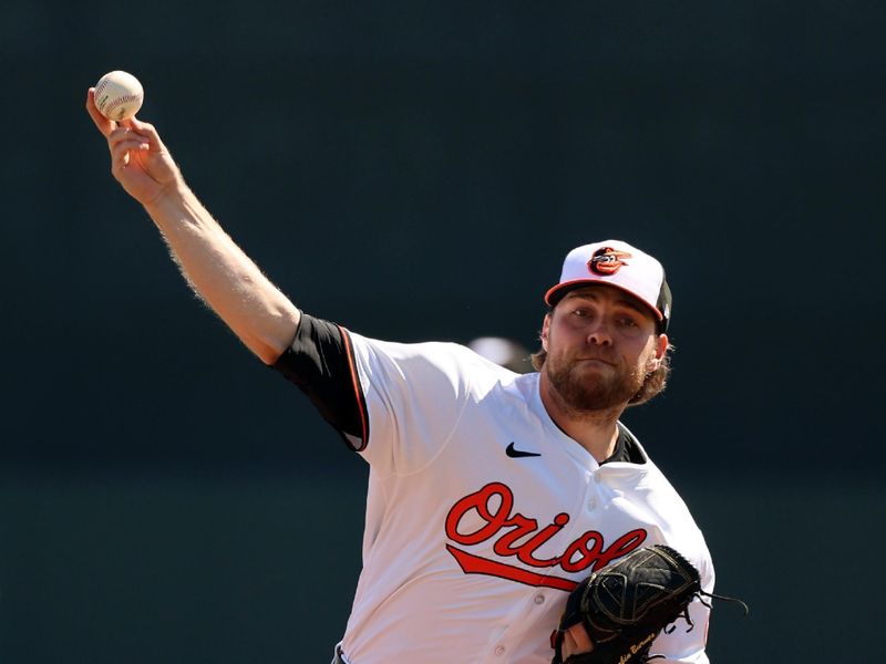 Feb 24, 2024; Sarasota, Florida, USA; Baltimore Orioles starting pitcher Corbin Burnes (39) throws a pitch during the first inning against the Boston Red Sox  at Ed Smith Stadium. Mandatory Credit: Kim Klement Neitzel-USA TODAY Sports