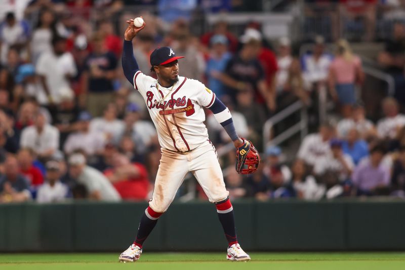 Mar 27, 2026; Atlanta, Georgia, USA; Atlanta Braves second baseman Ozzie Albies (1) throws a runner out at first against the Kansas City Royals in the ninth inning at Truist Park. Mandatory Credit: Brett Davis-Imagn Images
Mar 27, 2026; Atlanta, Georgia, USA; Atlanta Braves second baseman Ozzie Albies (1) throws a runner out at first against the Kansas City Royals in the ninth inning at Truist Park. Mandatory Credit: Brett Davis-Imagn Images
