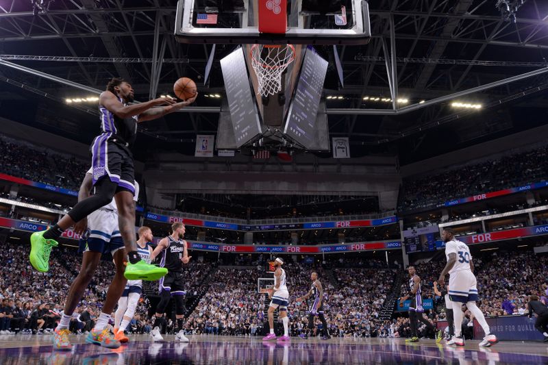 SACRAMENTO, CA - OCTOBER 24: Malik Monk #0 of the Sacramento Kings drives to the basket during the game against the Minnesota Timberwolves on October 24, 2024 at Golden 1 Center in Sacramento, California. NOTE TO USER: User expressly acknowledges and agrees that, by downloading and or using this Photograph, user is consenting to the terms and conditions of the Getty Images License Agreement. Mandatory Copyright Notice: Copyright 2024 NBAE (Photo by Rocky Widner/NBAE via Getty Images)