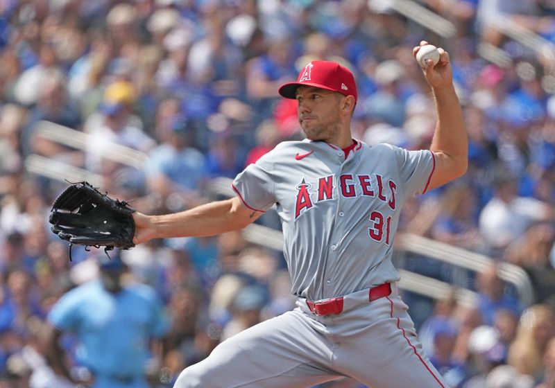 Aug 25, 2024; Toronto, Ontario, CAN; Los Angeles Angels starting pitcher Tyler Anderson (31) throws a pitch against the Toronto Blue Jays during the first inning at Rogers Centre. Mandatory Credit: Nick Turchiaro-USA TODAY Sports