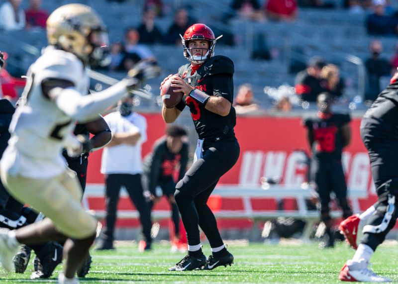 Oct 31, 2020; Houston, Texas, USA;  Houston Cougars quarterback Clayton Tune (3) drops back to pass against the UCF Knights during the second quarter at TDECU Stadium. Mandatory Credit: Maria Lysaker-USA TODAY Sports