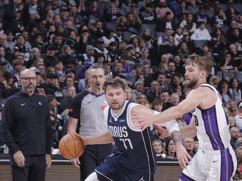 SACRAMENTO, CA - MARCH 29:  Luka Doncic #77 of the Dallas Mavericks goes to the basket during the game on March 29, 2024 at Golden 1 Center in Sacramento, California. NOTE TO USER: User expressly acknowledges and agrees that, by downloading and or using this Photograph, user is consenting to the terms and conditions of the Getty Images License Agreement. Mandatory Copyright Notice: Copyright 2024 NBAE (Photo by Rocky Widner/NBAE via Getty Images)