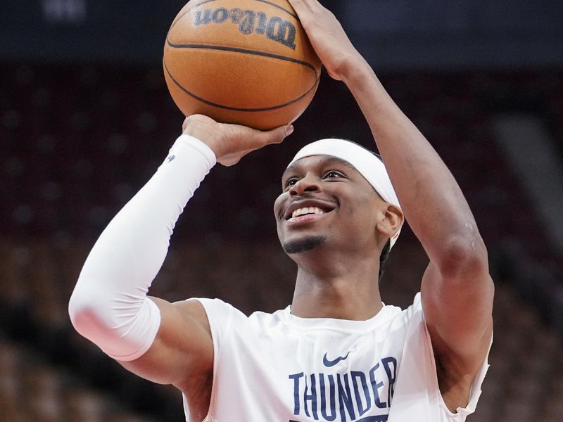 TORONTO, ON - MARCH 16: Shai Gilgeous-Alexander #2 of the Oklahoma City Thunder warms up prior to the game against the Toronto Raptors at the Scotiabank Arena on March 16, 2023 in Toronto, Ontario, Canada. NOTE TO USER: User expressly acknowledges and agrees that, by downloading and/or using this Photograph, user is consenting to the terms and conditions of the Getty Images License Agreement. (Photo by Mark Blinch/Getty Images)