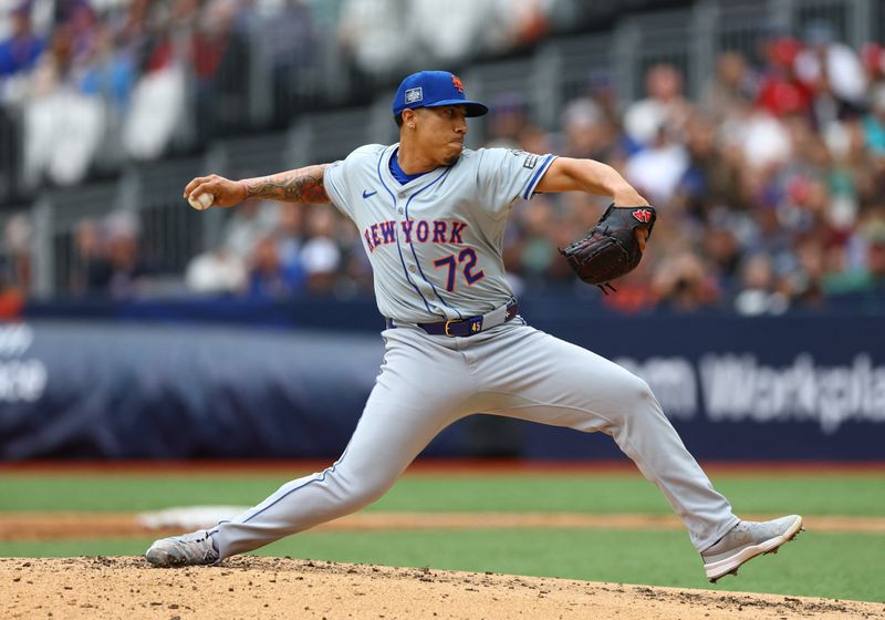 [US, Mexico & Canada customers only] June 9, 2024; London, UNITED KINGDOM;  New York Mets pitcher Dedniel Nunez throws against the Philadelphia Phillies during a London Series baseball game at Queen Elizabeth Olympic Park. Mandatory Credit: Matthew Childs/Reuters via USA TODAY Sports