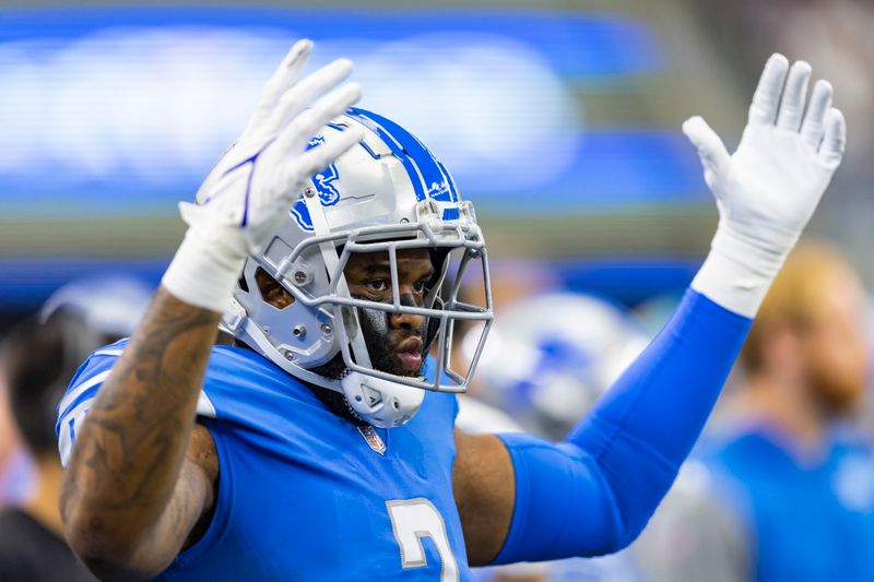 Detroit Lions linebacker Austin Bryant (2) is seen during an NFL football game against the Dallas Cowboys, Sunday, Oct. 23, 2022, in Arlington, Texas. Dallas won 24-6. (AP Photo/Brandon Wade)