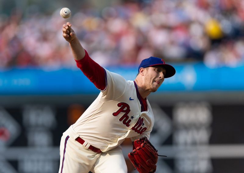 Jun 10, 2023; Philadelphia, Pennsylvania, USA; Philadelphia Phillies relief pitcher Jeff Hoffman (68) throws a pitch during the seventh inning against the Los Angeles Dodgers at Citizens Bank Park. Mandatory Credit: Bill Streicher-USA TODAY Sports