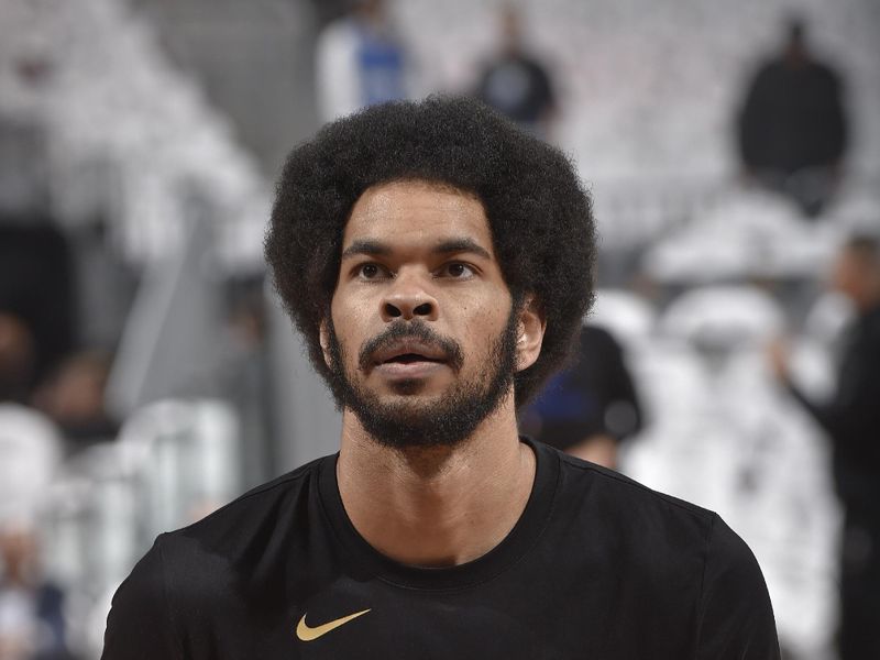 CLEVELAND, OH - APRIL 20: Jarrett Allen #31 of the Cleveland Cavaliers warms up during Round 1 Game 1 of the 2024 NBA Playoffs against the Orlando Magic on April 20, 2024 at Rocket Mortgage FieldHouse in Cleveland, Ohio. NOTE TO USER: User expressly acknowledges and agrees that, by downloading and/or using this Photograph, user is consenting to the terms and conditions of the Getty Images License Agreement. Mandatory Copyright Notice: Copyright 2024 NBAE (Photo by David Liam Kyle/NBAE via Getty Images)