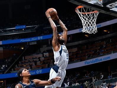 ORLANDO, FL - NOVEMBER 6: Derrick Jones Jr. #55 of the Dallas Mavericks dunks the ball during the game against the Orlando Magic on November 6, 2023 at Amway Center in Orlando, Florida. NOTE TO USER: User expressly acknowledges and agrees that, by downloading and or using this photograph, User is consenting to the terms and conditions of the Getty Images License Agreement. Mandatory Copyright Notice: Copyright 2023 NBAE (Photo by Gary Bassing/NBAE via Getty Images)