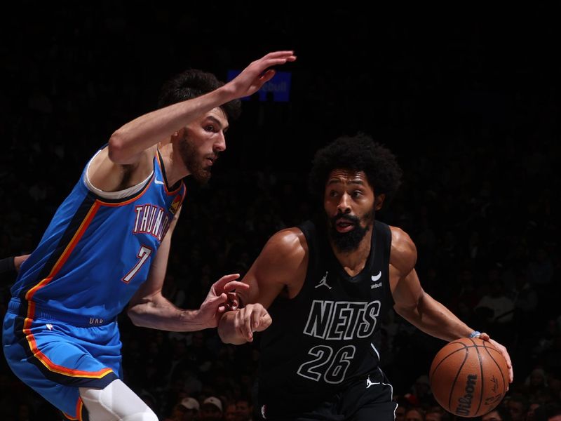 BROOKLYN, NY - JANUARY 5: Spencer Dinwiddie #26 of the Brooklyn Nets goes to the basket during the game on January 5, 2024 at Barclays Center in Brooklyn, New York. NOTE TO USER: User expressly acknowledges and agrees that, by downloading and or using this Photograph, user is consenting to the terms and conditions of the Getty Images License Agreement. Mandatory Copyright Notice: Copyright 2024 NBAE (Photo by Nathaniel S. Butler/NBAE via Getty Images)