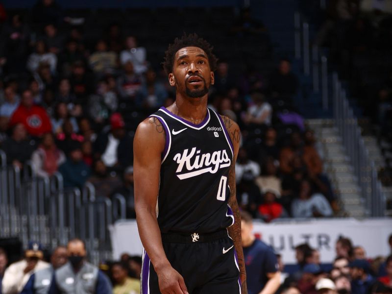 WASHINGTON, DC -? MARCH 21:  Malik Monk #0 of the Sacramento Kings looks on during the game on March 21, 2024 at Capital One Arena in Washington, DC. NOTE TO USER: User expressly acknowledges and agrees that, by downloading and or using this Photograph, user is consenting to the terms and conditions of the Getty Images License Agreement. Mandatory Copyright Notice: Copyright 2024 NBAE (Photo by Kenny Giarla/NBAE via Getty Images)