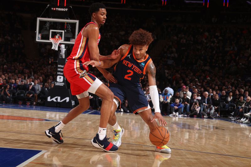 NEW YORK, NY - FEBRUARY 27:  Miles McBride #2 of the New York Knicks goes to the basket during the game on February 27, 2024 at Madison Square Garden in New York City, New York.  NOTE TO USER: User expressly acknowledges and agrees that, by downloading and or using this photograph, User is consenting to the terms and conditions of the Getty Images License Agreement. Mandatory Copyright Notice: Copyright 2024 NBAE  (Photo by Nathaniel S. Butler/NBAE via Getty Images)