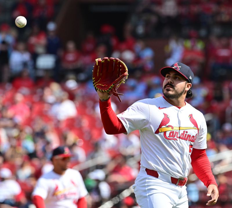 Apr 13, 2025; St. Louis, Missouri, USA; St. Louis Cardinals pitcher JoJo Romero (59) pitches in relief in the eighth inning against the Philadelphia Phillies at Busch Stadium. Mandatory Credit: Tim Vizer-Imagn Images