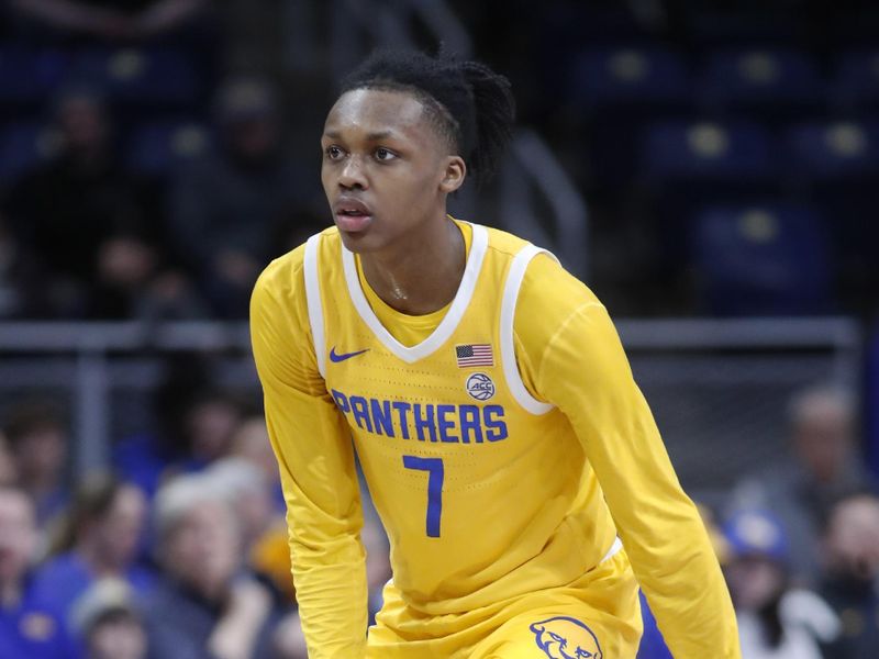 Jan 16, 2024; Pittsburgh, Pennsylvania, USA; Pittsburgh Panthers guard Carlton Carrington (7) handles the ball against the Syracuse Orange during the first half at the Petersen Events Center. Mandatory Credit: Charles LeClaire-USA TODAY Sports