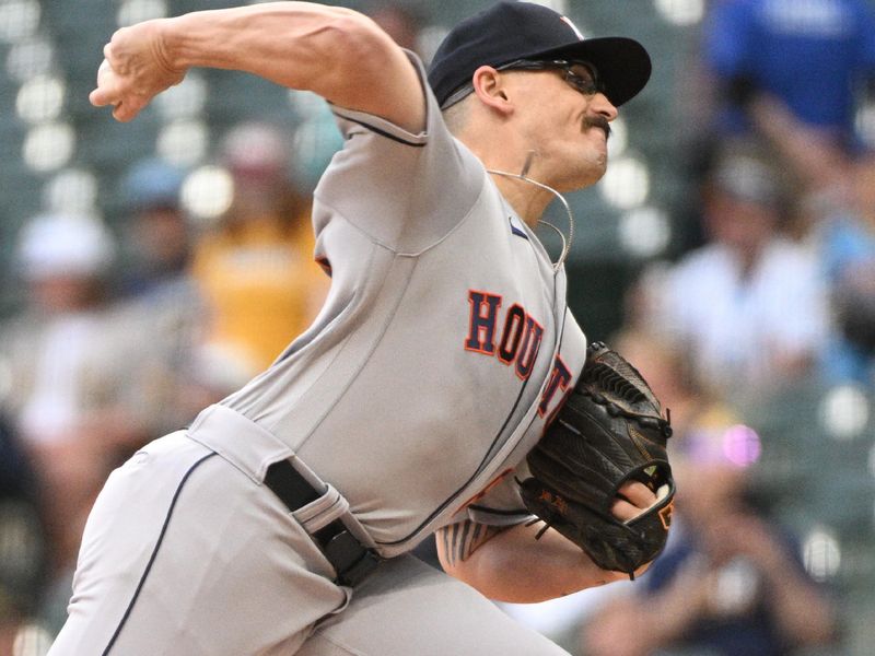 May 23, 2023; Milwaukee, Wisconsin, USA; Houston Astros starting pitcher J.P. France (68) delivers a pitch against the Milwaukee Brewers in the first inning at American Family Field. Mandatory Credit: Michael McLoone-USA TODAY Sports