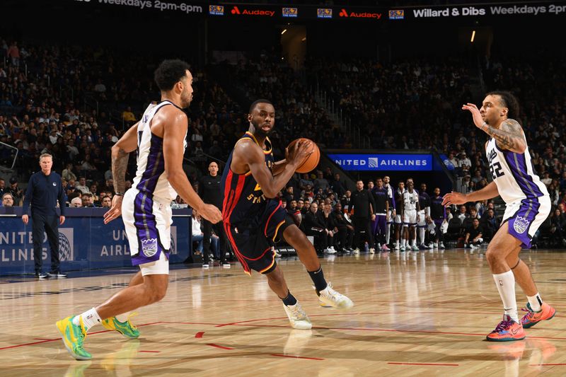 SAN FRANCISCO, CA - JANUARY 5:  Andrew Wiggins #22 of the Golden State Warriors handles the ball during the game against the Sacramento Kings on January 5, 2025 at Chase Center in San Francisco, California. NOTE TO USER: User expressly acknowledges and agrees that, by downloading and or using this photograph, user is consenting to the terms and conditions of Getty Images License Agreement. Mandatory Copyright Notice: Copyright 2025 NBAE (Photo by Noah Graham/NBAE via Getty Images)